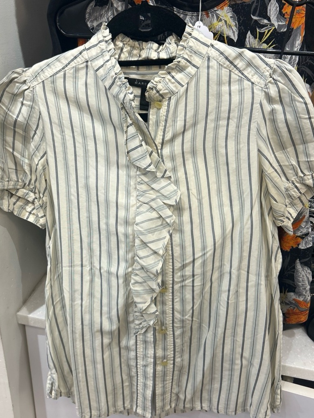 Marc Jacobs Cream Blouse with Navy Stripes